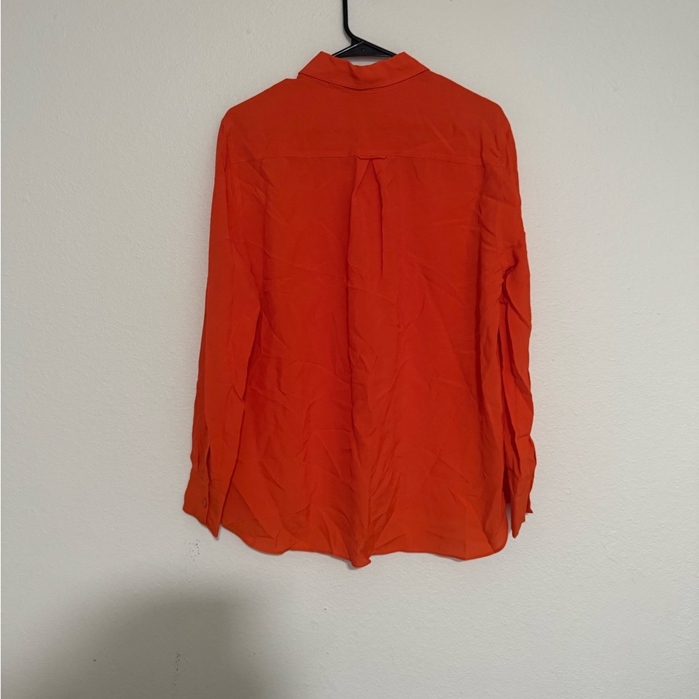 Zara Button-Front Long-Sleeve Blouse - Orange - Picture 6 of 7